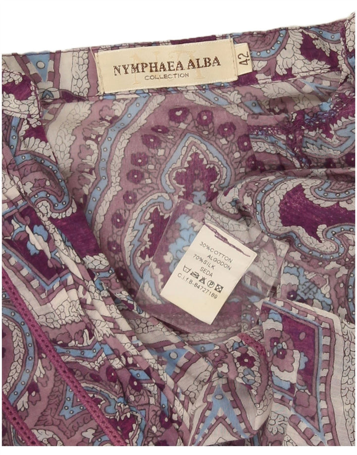 Túnica feminina de manga comprida Nymphaea Alba IT 42 seda paisley roxa média