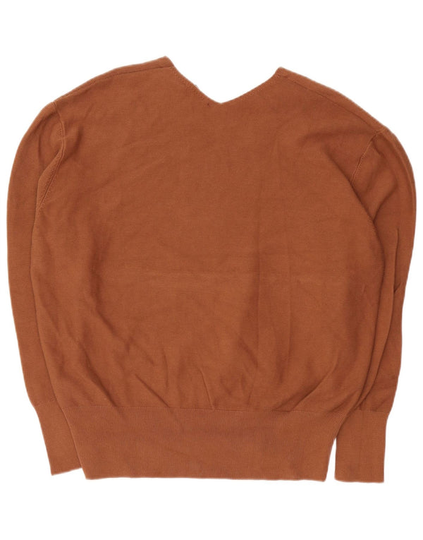 Zara Suéter feminino grande com decote em V Reino Unido 16 grande algodão marrom