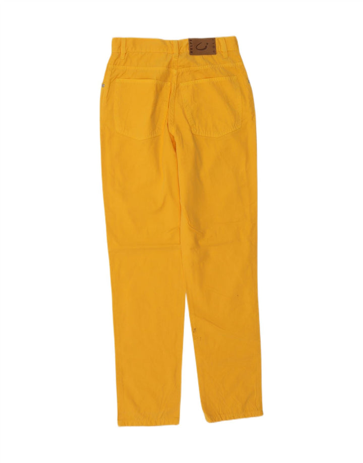 Calça feminina reta casual BELFE W29 L30 algodão amarelo