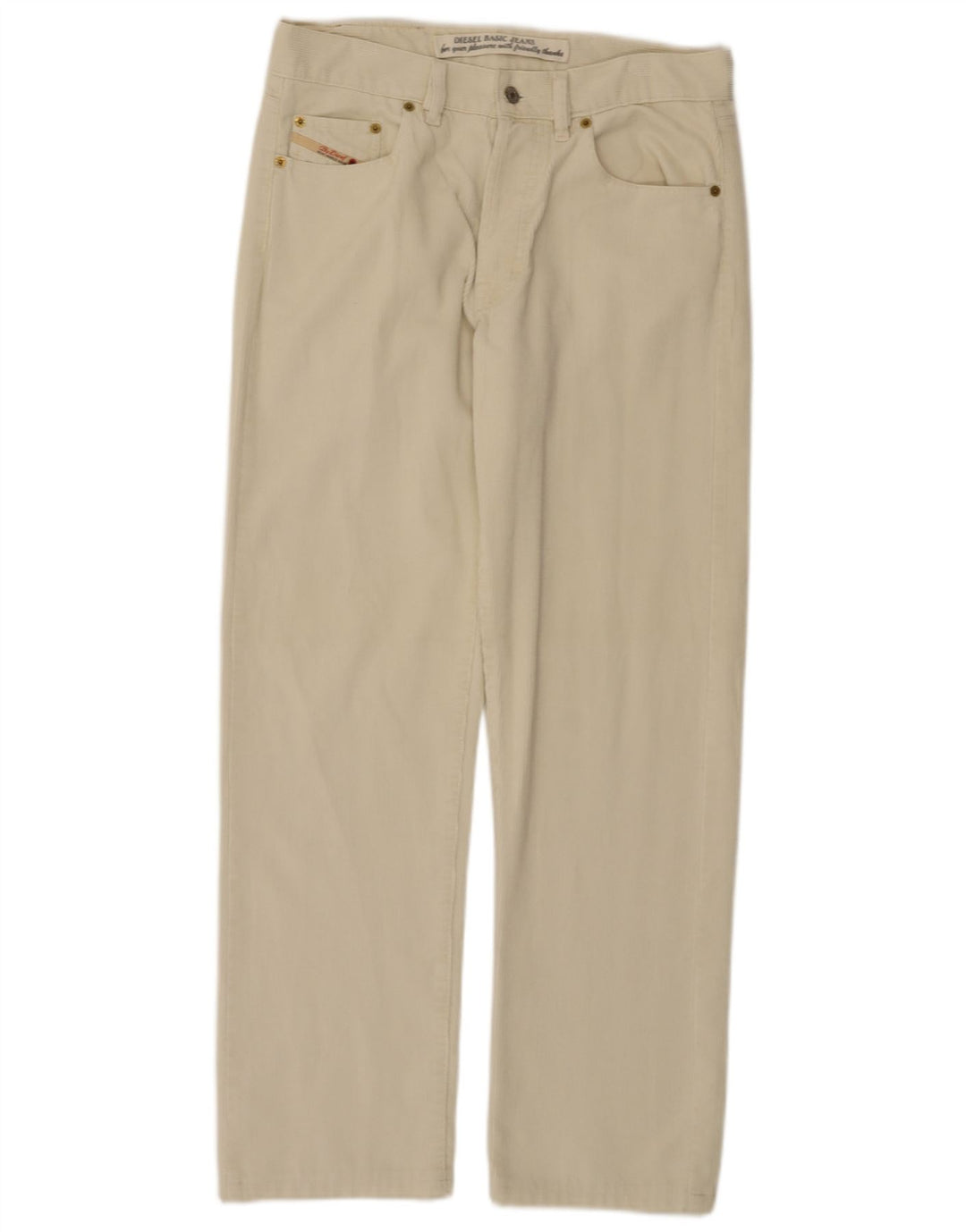 Calça feminina reta de veludo DIESEL W32 L30 branco