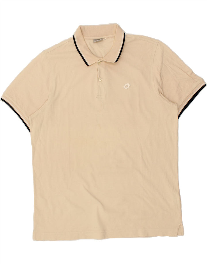 LOTTO Mens Polo Shirt XL Beige Cotton Vintage Lotto and Second-Hand Lotto from Messina Hembry 