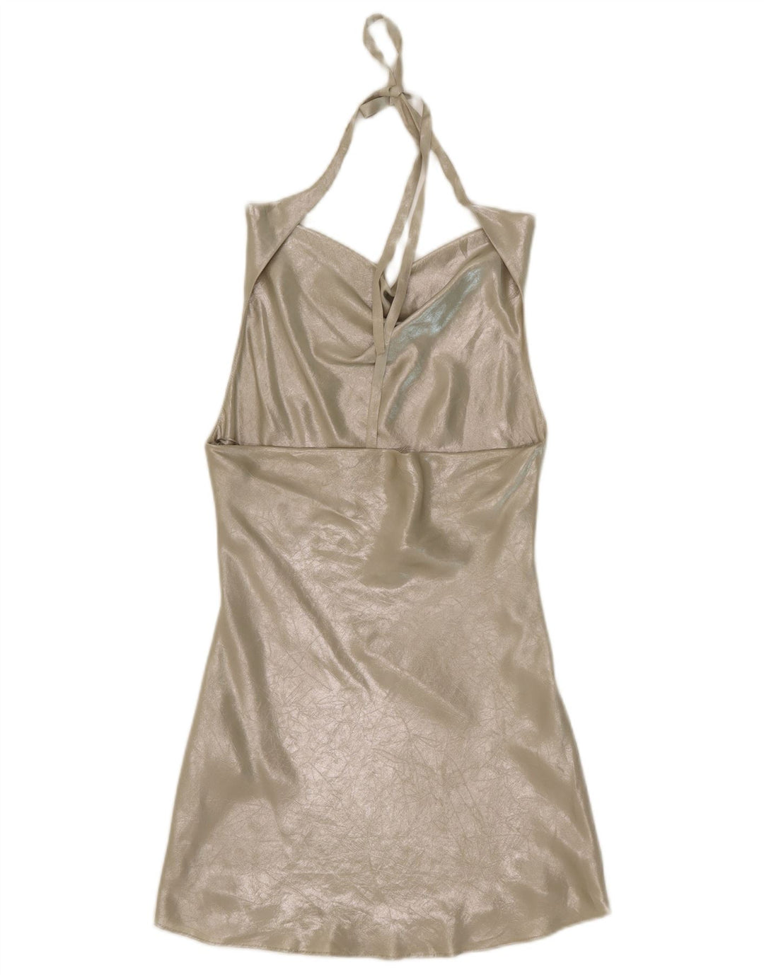 Vestido Halter Feminino Zara UK 6 XS Prata Poliéster