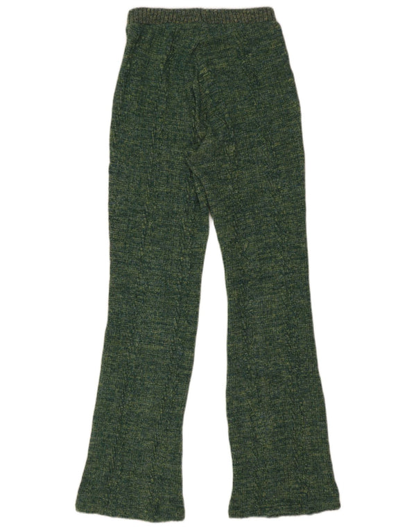 Zara Womens Knit Flare Trousers Small W26 L31 Green Flecked
