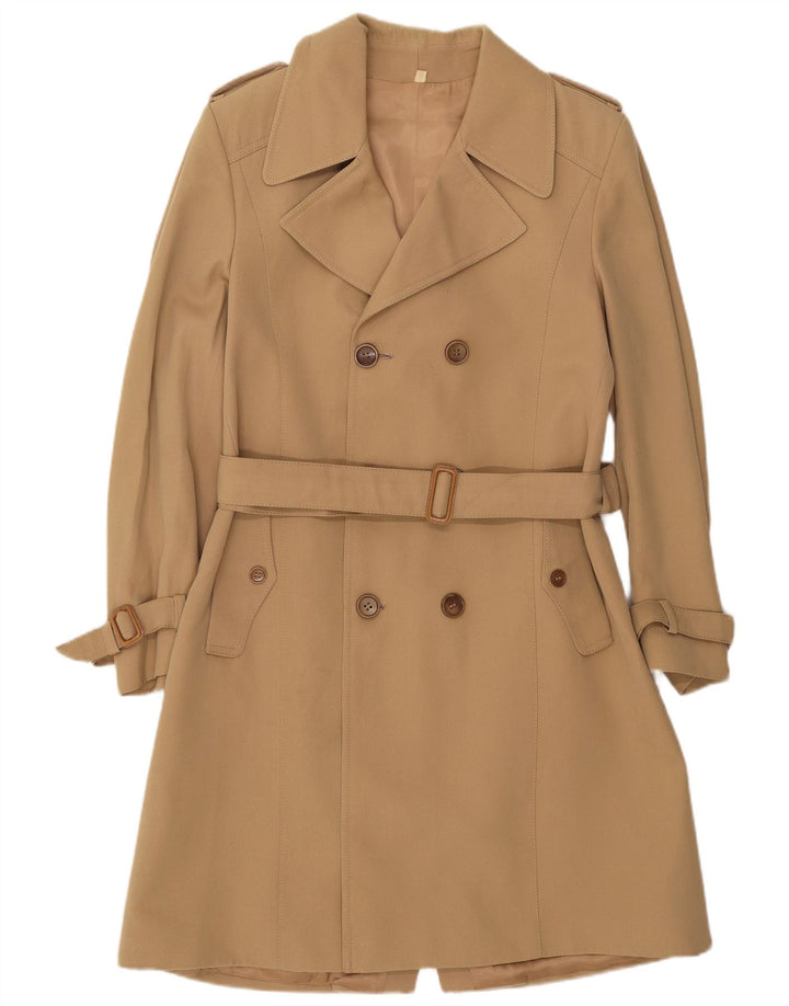 Vintage Womens Trench Coat IT 52 2XL Lã Bege