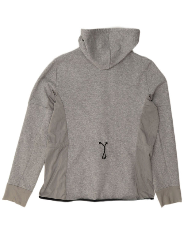 Suéter Adidas feminino com capuz e zíper Reino Unido 16/18 grande algodão cinza