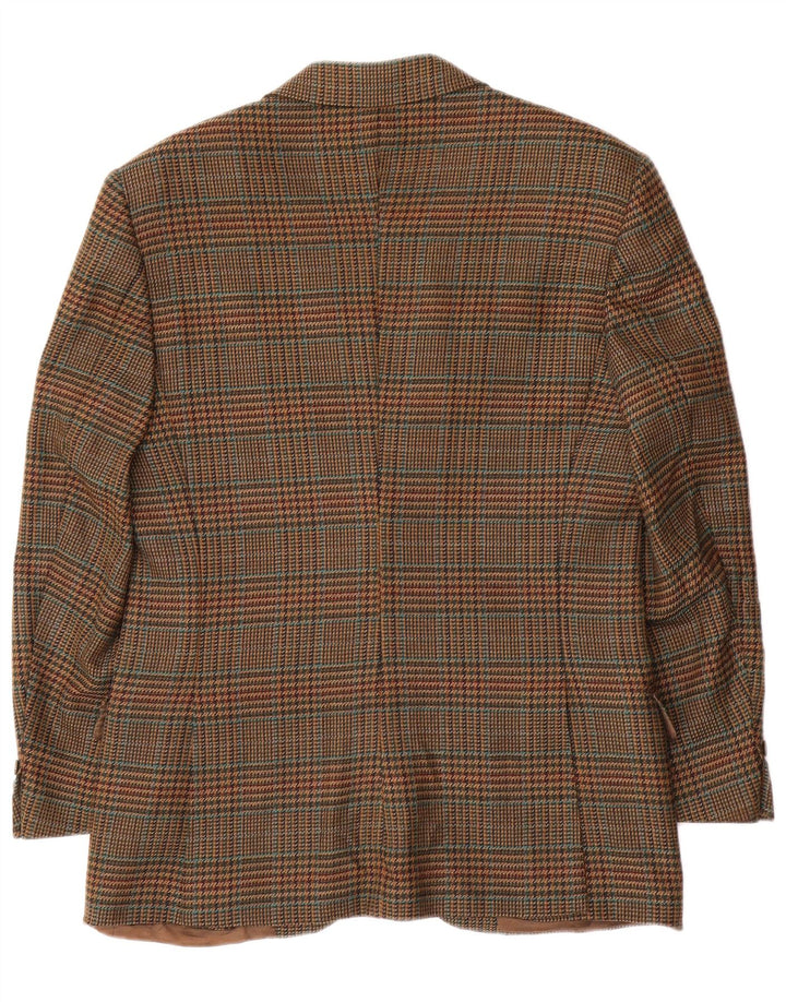 Jaqueta blazer masculina de 2 botões BURBERRYS IT 48 lã houndstooth marrom médio