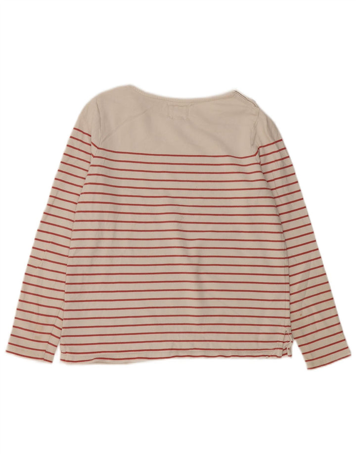 FAT FACE Top feminino de manga comprida Reino Unido 8 pequeno algodão listrado branco