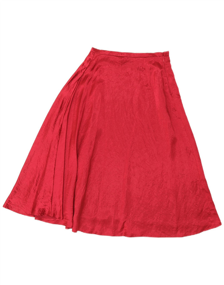 Saia feminina Marks & Spencer A-Line UK 8 pequena W26 acetato vermelho