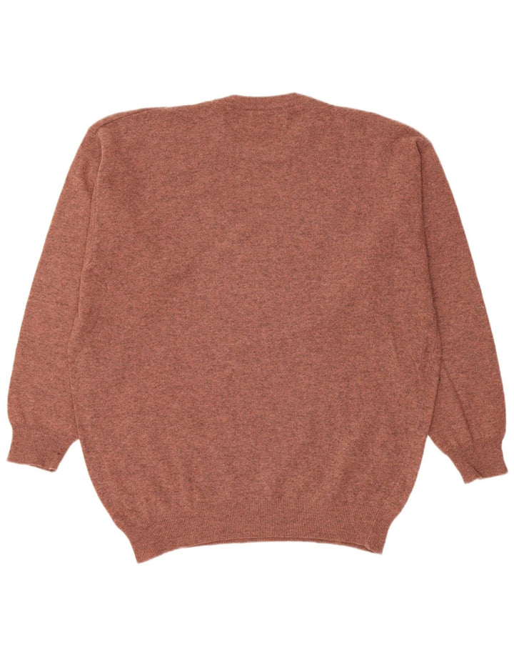 Suéter masculino Benetton com gola redonda, grande, marrom, lã nova