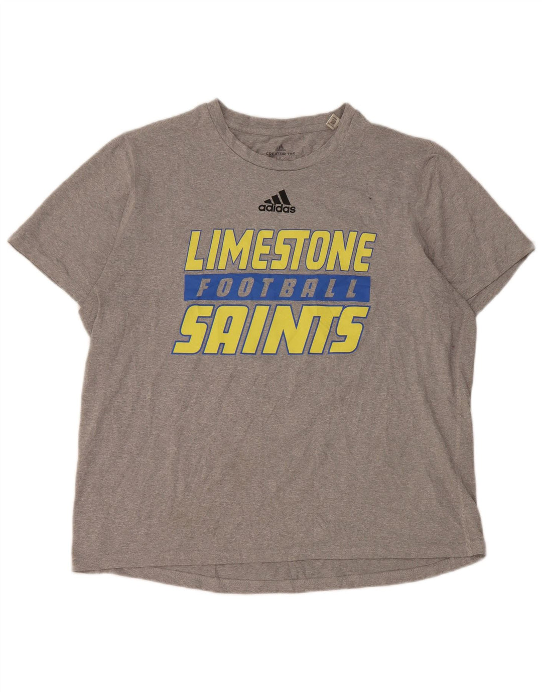 Camiseta Adidas masculina Limestone Saints Graphic Camiseta grande cinza poliéster