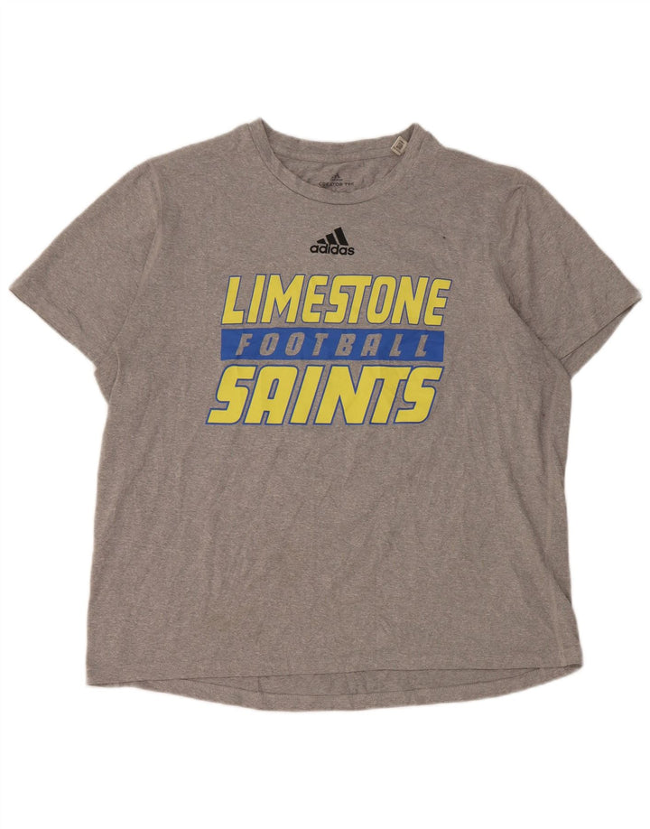 Camiseta Adidas masculina Limestone Saints Graphic Camiseta grande cinza poliéster