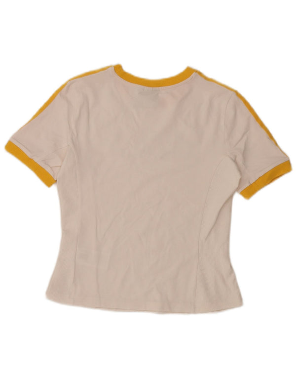 Camiseta Adidas Feminina Crop Graphic Top UK 12/14 Médio Branco Colourblock