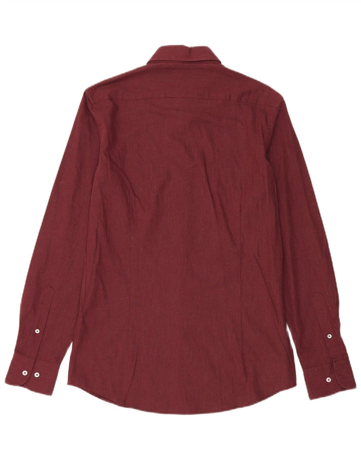 Camisa masculina Massimo Dutti pequena algodão Borgonha