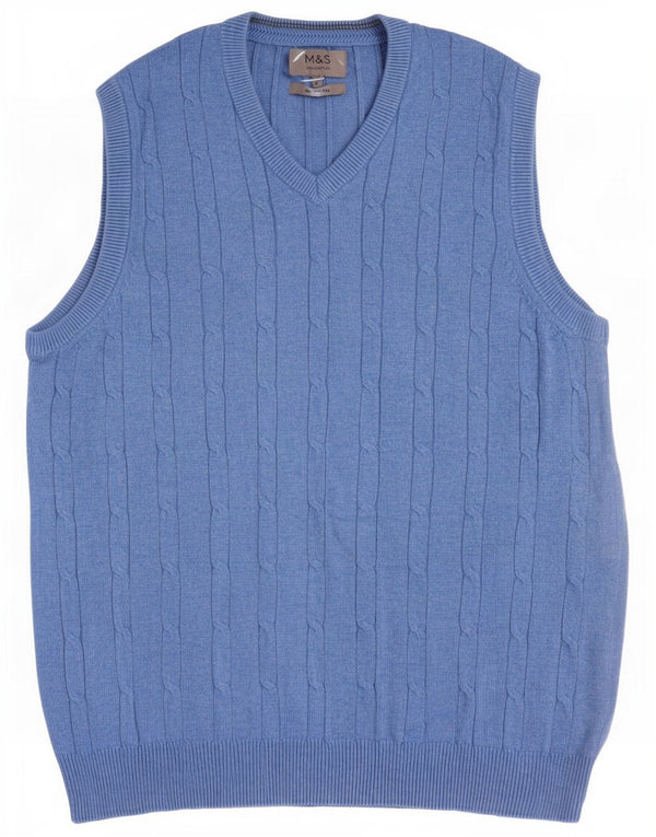 Regata masculina Marks & Spencer com colete pequeno de algodão azul