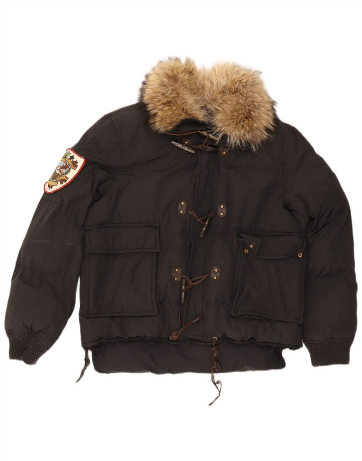 Jaqueta acolchoada masculina Dsquared IT 52 XL preto colorblock algodão
