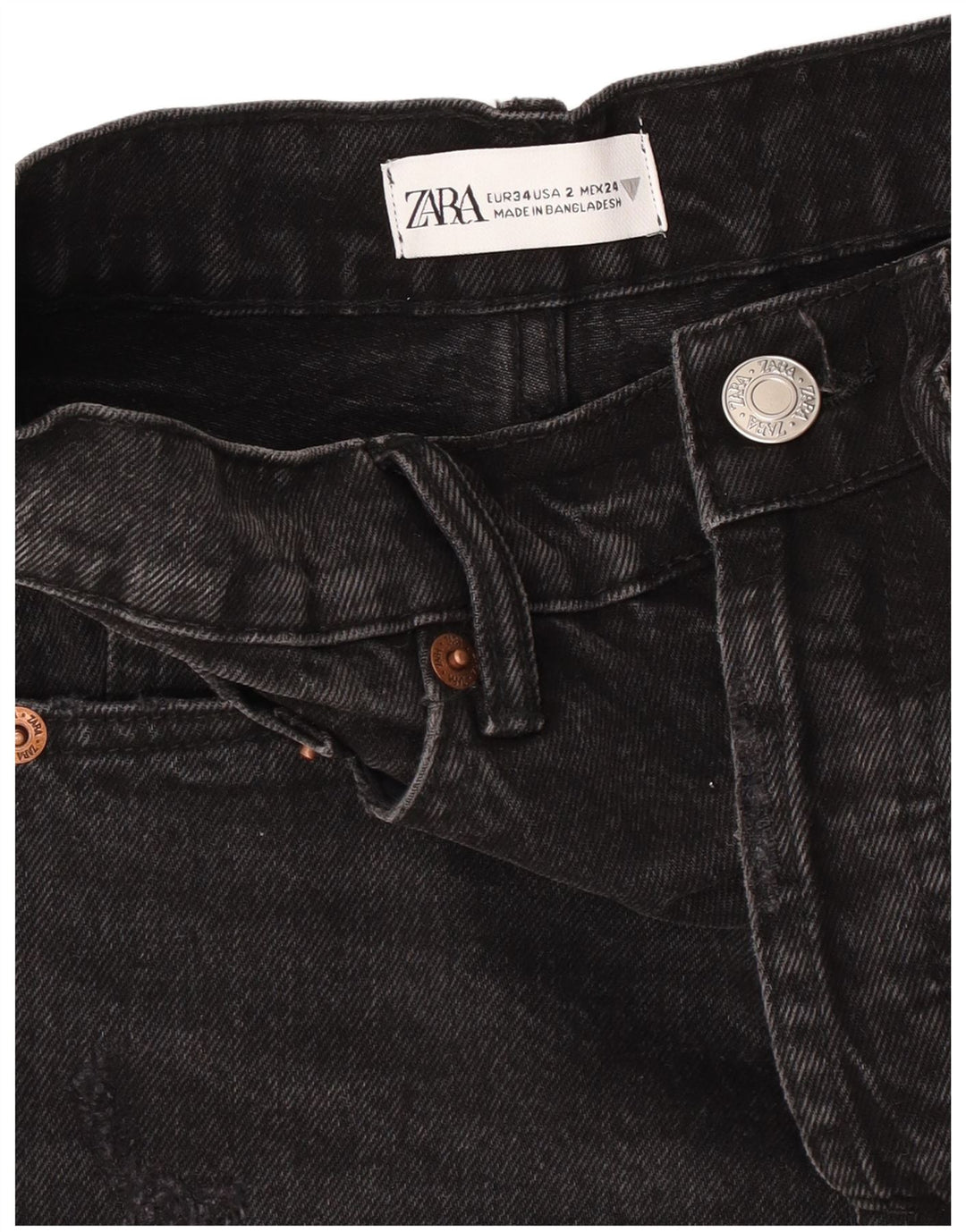 Shorts jeans feminino Zara EU 34 2XS W24 preto