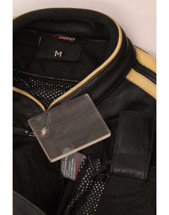 Jaqueta masculina de couro para motociclista XPro UK 38 listrada preta média