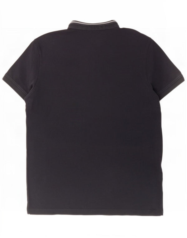 Camisa polo masculina Massimo Dutti grande algodão azul marinho