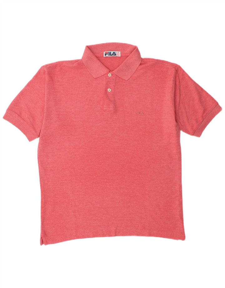 Camisa polo masculina Fila IT 46 pequena algodão manchado vermelho