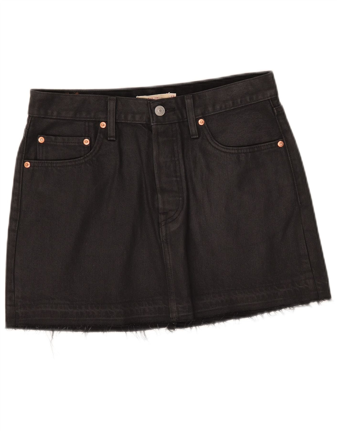 Mini saia jeans feminina Levi's W27 pequena algodão preto