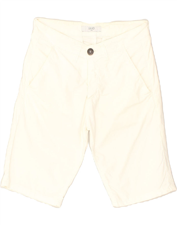 LIU JO Womens Chino Shorts IT 42 Medium W28 White Cotton | Vintage Liu Jo | Thrift | Second-Hand Liu Jo | Used Clothing | Messina Hembry 