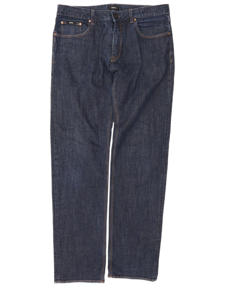 Hugo Boss Calça jeans reta masculina W36 L33 azul marinho