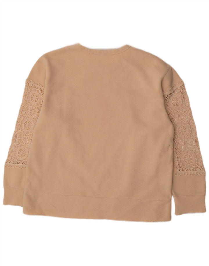 Zara moletom feminino oversized jumper UK 14 algodão floral bege médio