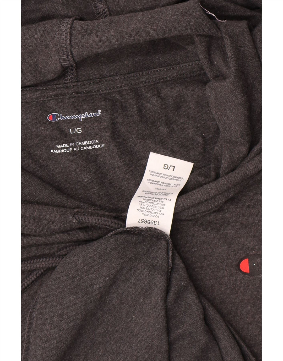 Champion Mens Capuz Top Manga Longa Grande Algodão Cinza