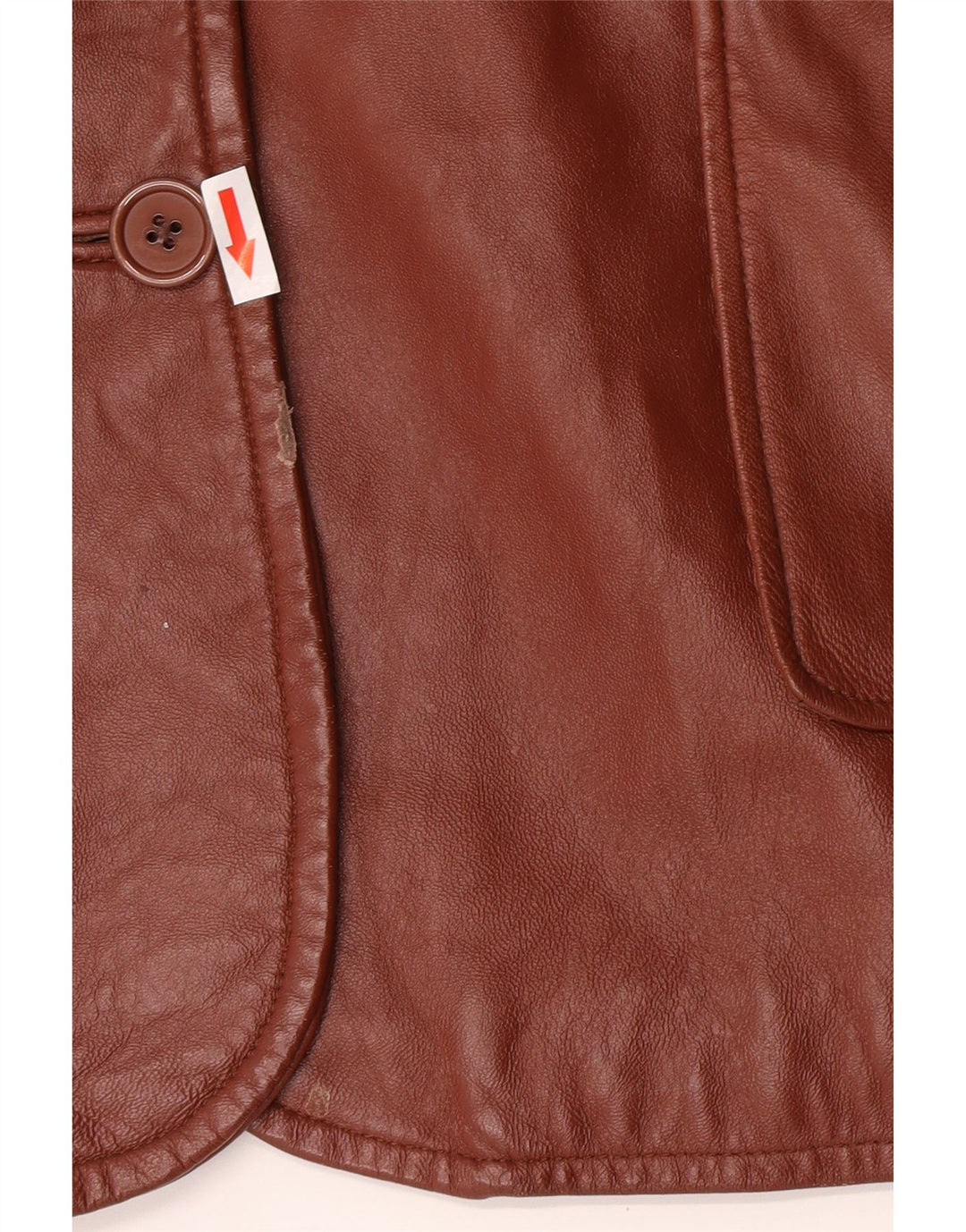 Jaqueta blazer feminina clássica de couro com 3 botões Reino Unido 26 5XL couro marrom
