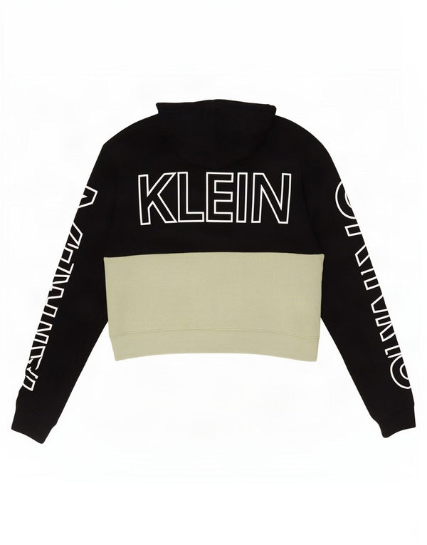 Calvin Klein Jeans feminino oversized gráfico moletom com capuz Reino Unido 10 pequeno preto