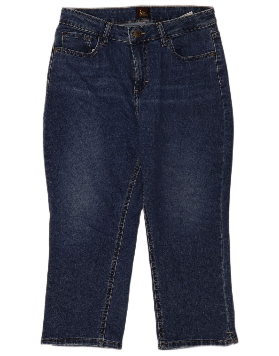 LEE Capri Jeans Feminino EUA 10 Grande W30 L21 Azul Algodão