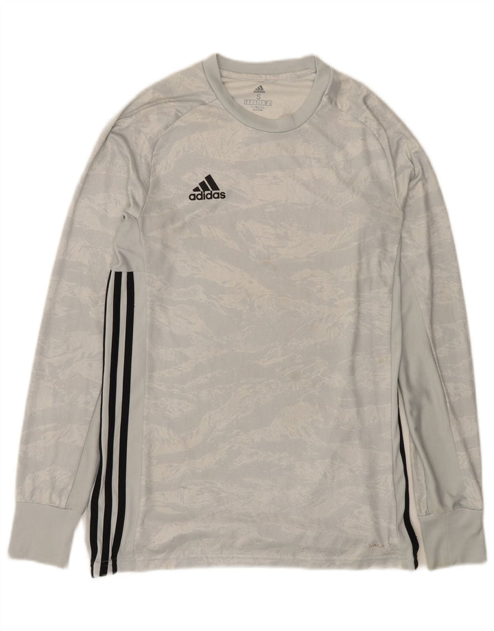 Adidas Mens Climalite Top Manga Longa Pequena Cinza Camuflagem Poliéster