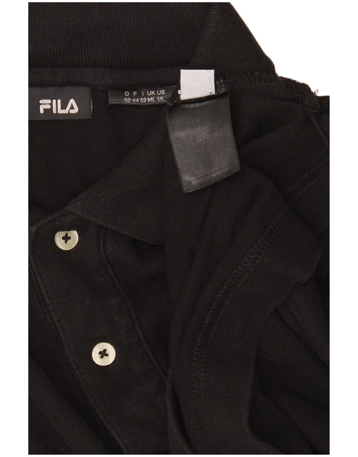 Camisa polo masculina FILA de algodão preto médio