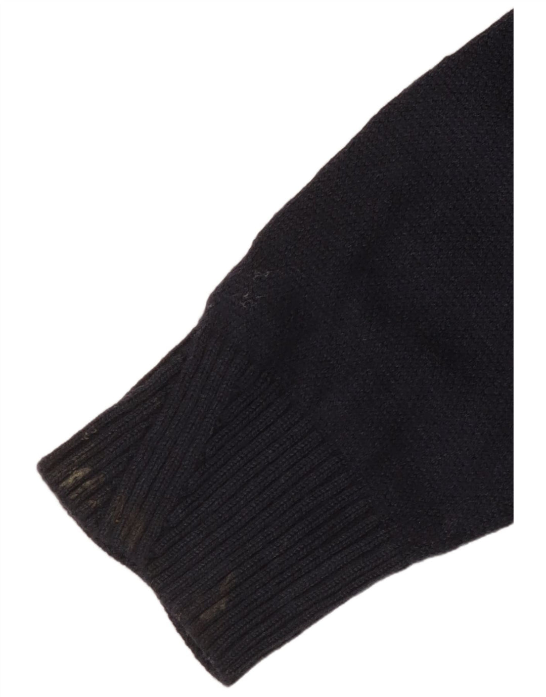 Suéter masculino branco com zíper e gola em lã Merino azul marinho médio
