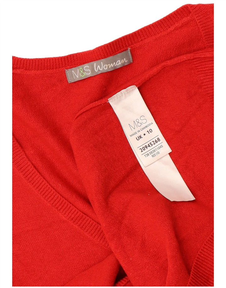 Suéter feminino Marks & Spencer grande com decote em V Reino Unido 10 pequeno vermelho