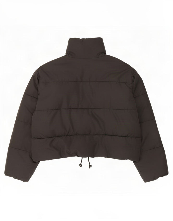 Jaqueta acolchoada superdimensionada feminina Zara UK 10 poliéster preto pequeno
