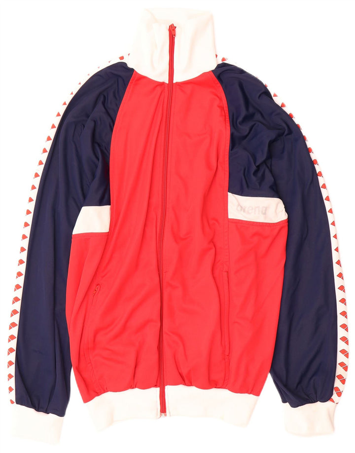 Arena Mens Graphic Tracksuit Top Jacket Médio Vermelho Colourblock Poliamida