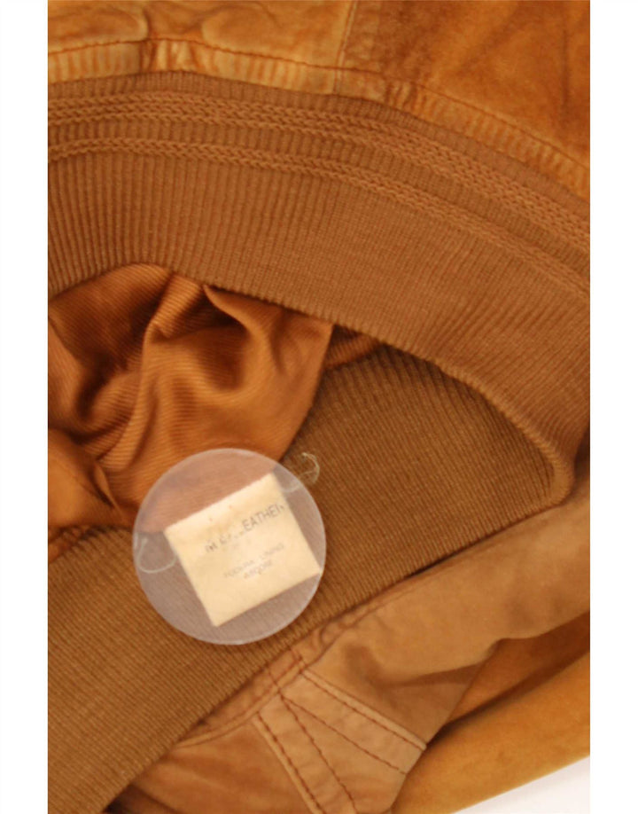 Jaqueta bomber de camurça vintage feminina UK 18 XL marrom