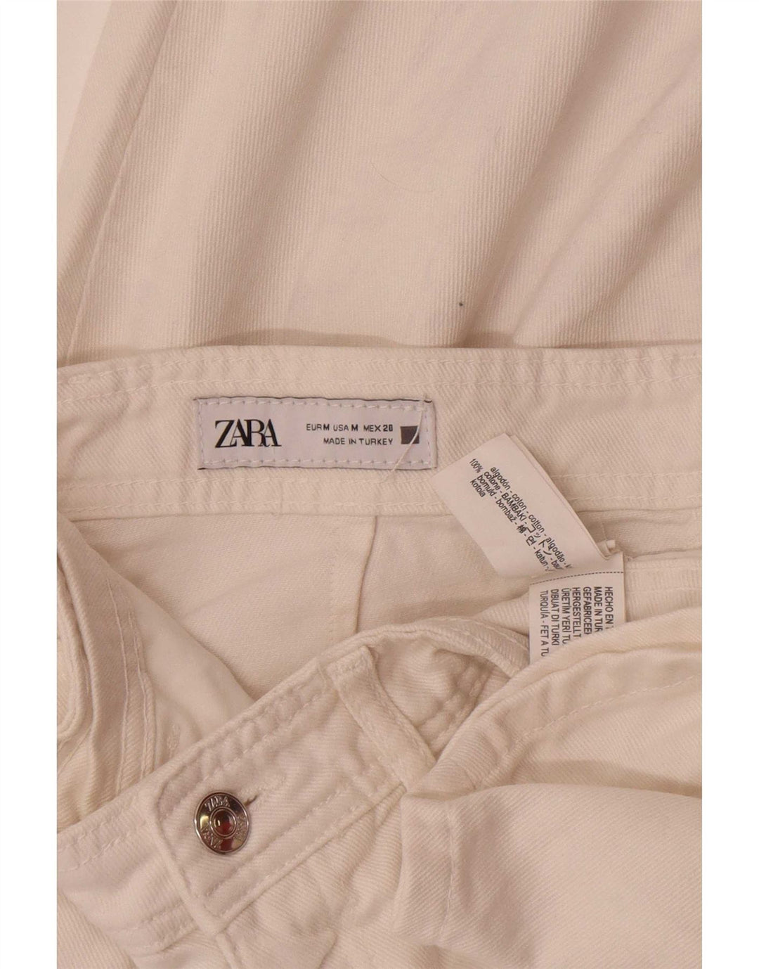 Saia jeans midi feminina Zara médio W28 algodão branco