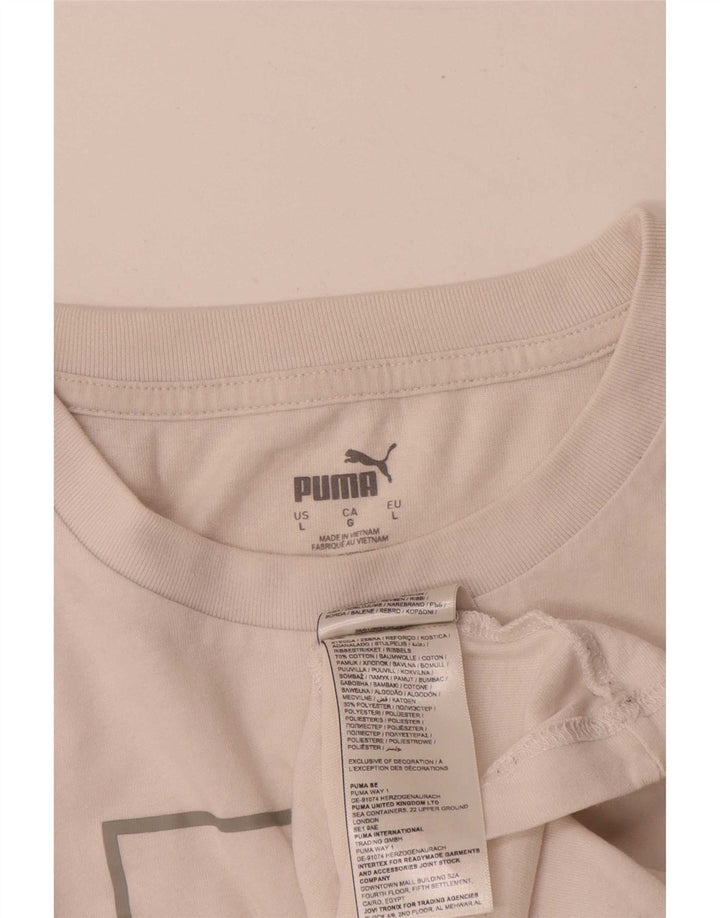 Puma Mens Graphic T-Shirt Top Grande Algodão Branco