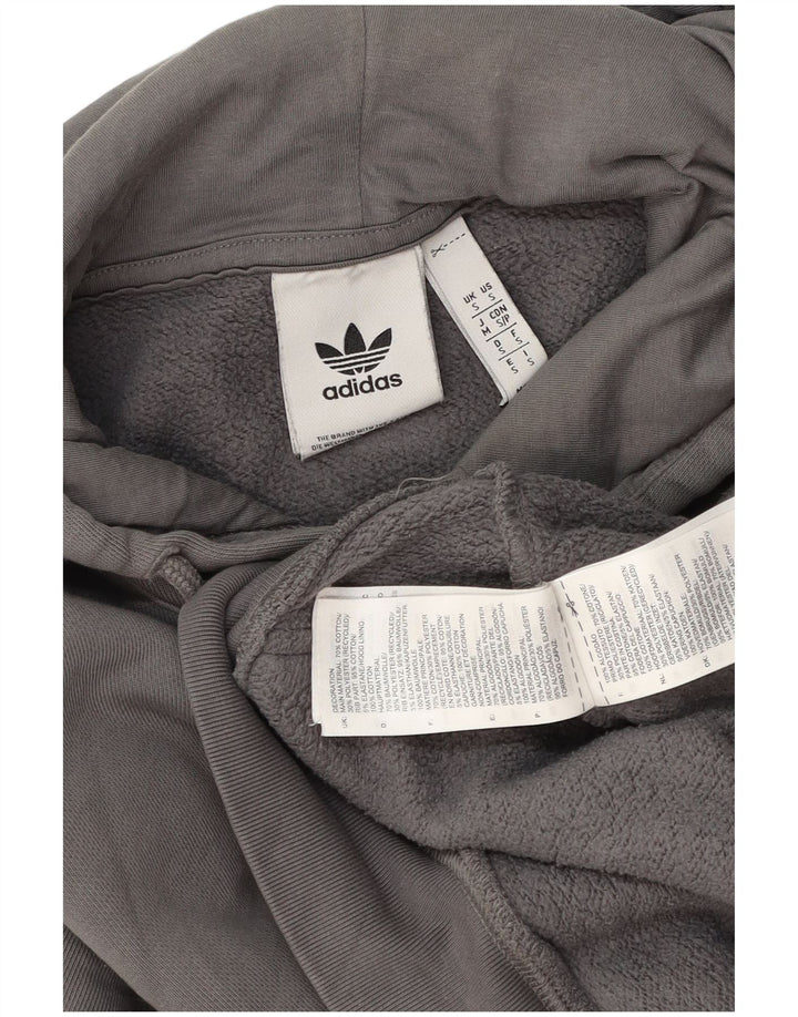 Adidas Mens Hoodie Jumper Pequeno Algodão Cinza