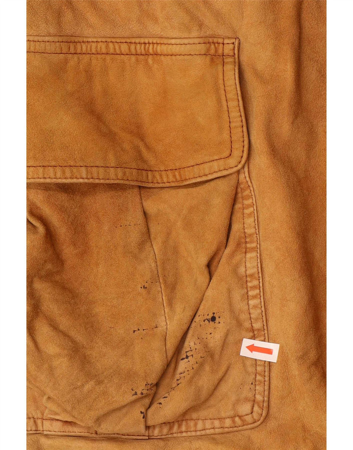 Jaqueta utilitária masculina de camurça Diana IT 52 XL couro bege