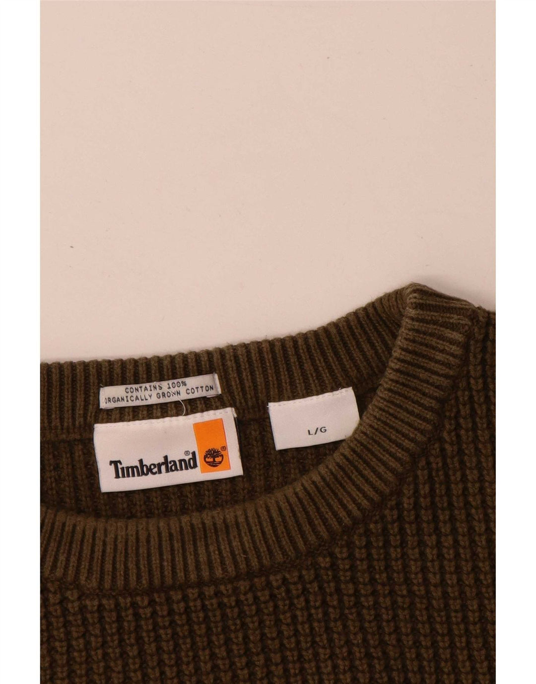 Suéter masculino Timberland com gola redonda, grande algodão cáqui