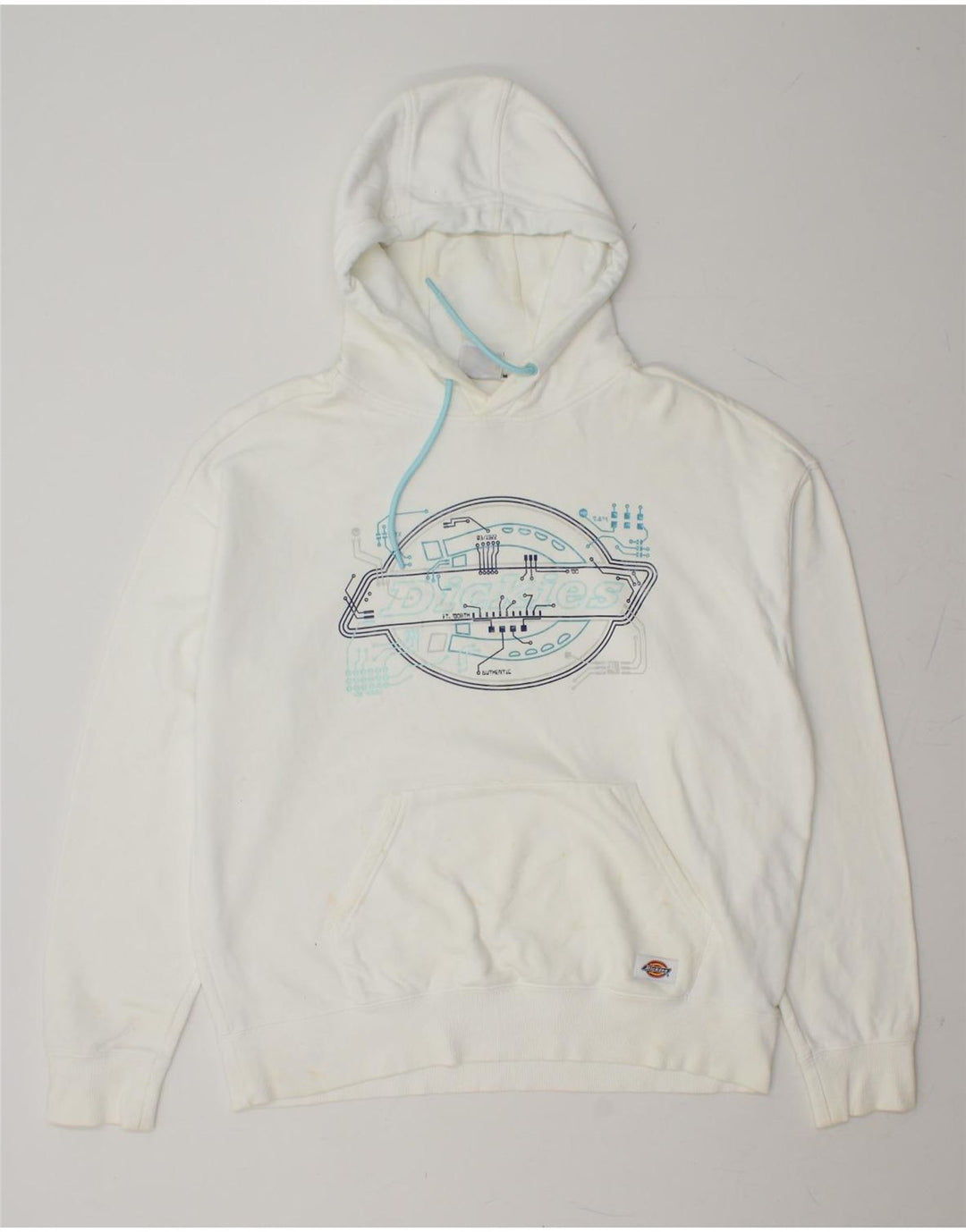 DICKIES Mens Loose Fit Graphic Hoodie Jumper Medium White Cotton Vintage Dickies and Second-Hand Dickies from Messina Hembry 