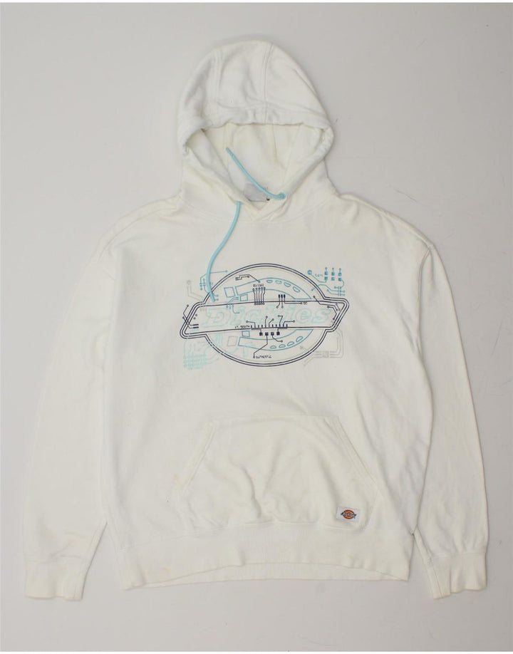 DICKIES Mens Loose Fit Graphic Hoodie Jumper Medium White Cotton Vintage Dickies and Second-Hand Dickies from Messina Hembry 