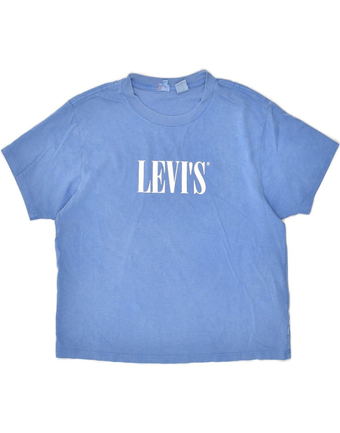LEVI'S Womens Crop Graphic T-Shirt Top UK 6 XS Blue Cotton | Vintage Levi's | Thrift | Second-Hand Levi's | Used Clothing | Messina Hembry 