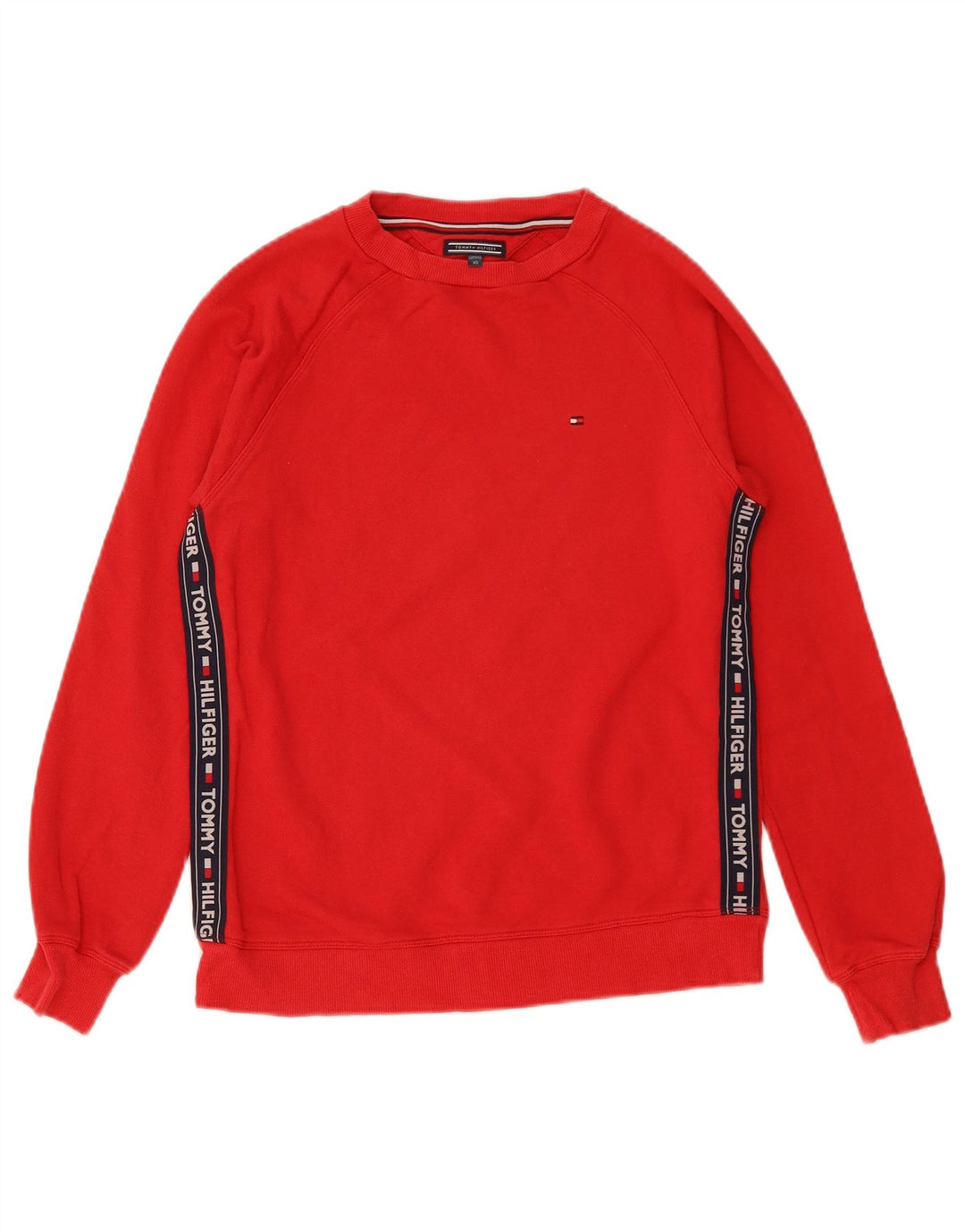 TOMMY HILFIGER moletom gráfico masculino Jumper XS vermelho colorblock algodão