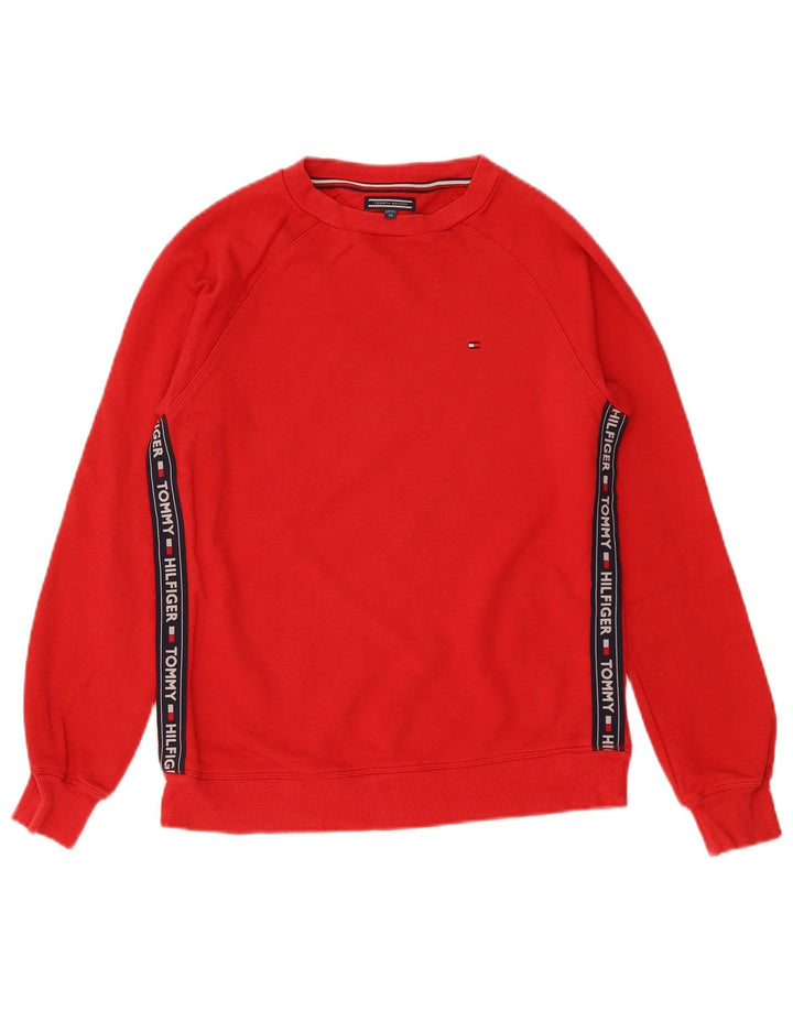 TOMMY HILFIGER moletom gráfico masculino Jumper XS vermelho colorblock algodão