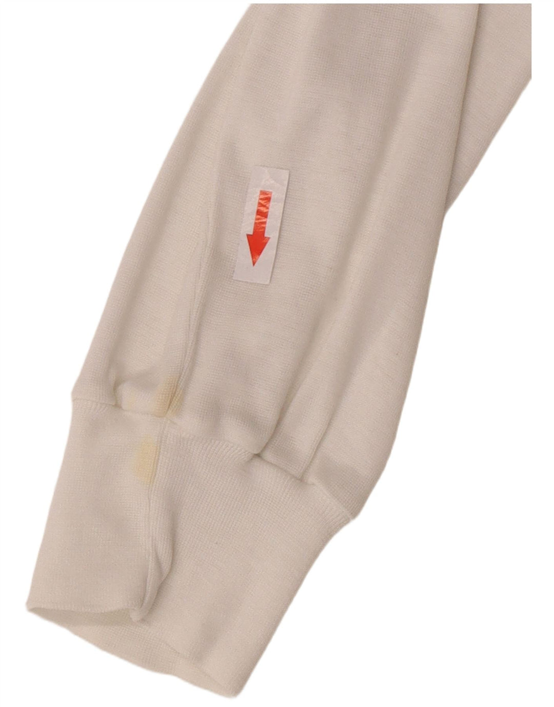 Top feminino vintage com zíper e manga comprida Reino Unido 12 algodão branco médio