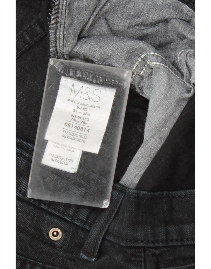 Jeans retos masculinos Marks & Spencer W36 L26 algodão preto
